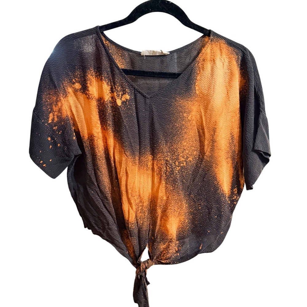 Everlane Cupro Tie Front Top sz 2 Bleached for a Tie Dye Effect Women's Grunge